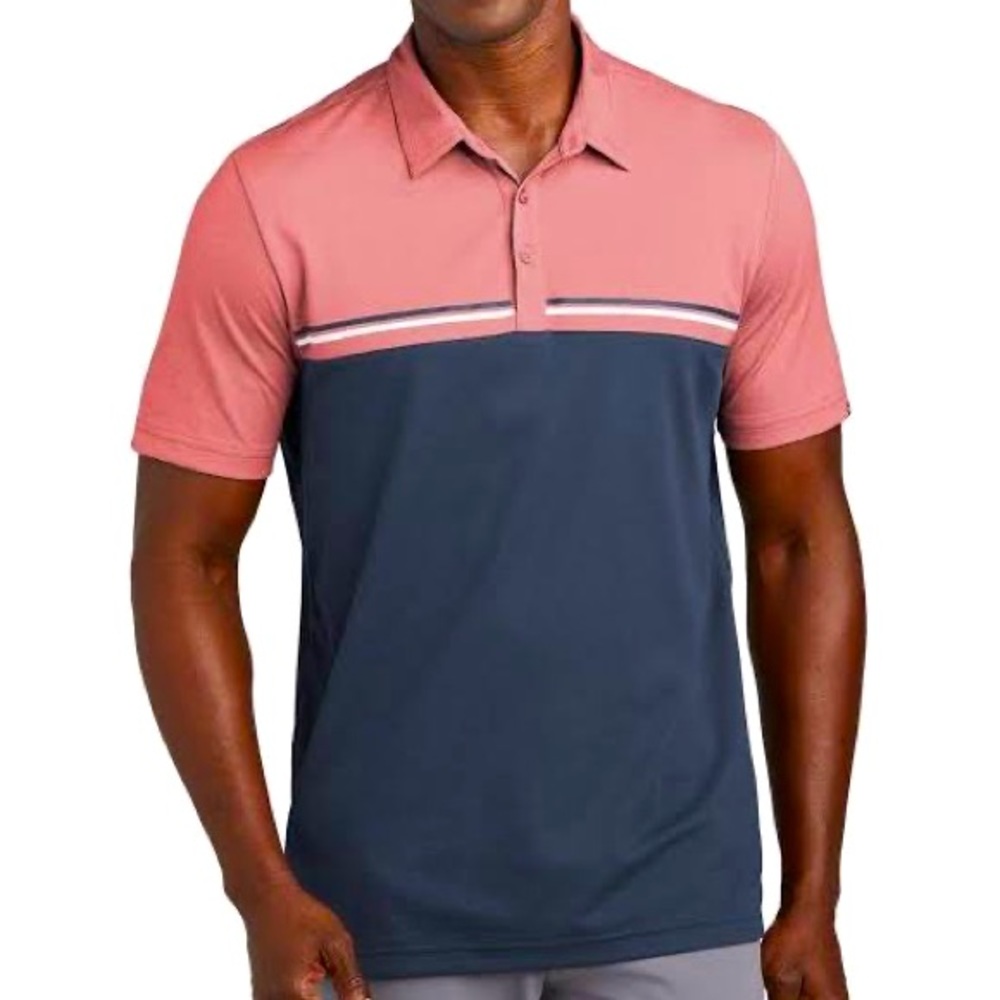 Travis Mathew Red and Navy Polo Shirt Size Large
